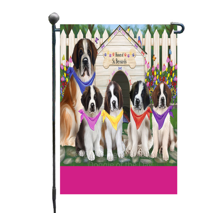 Personalized Spring Dog House Saint Bernard Dogs Custom Garden Flags GFLG-DOTD-A63017