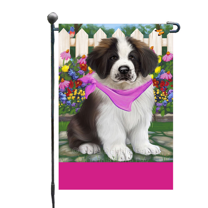 Personalized Spring Floral Saint Bernard Dog Custom Garden Flags GFLG-DOTD-A63018