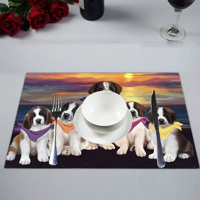 Family Sunset Portrait Saint Bernard Dogs Placemat