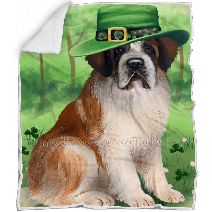 St. Patricks Day Irish Portrait Saint Bernard Dog Blanket BLNKT58845