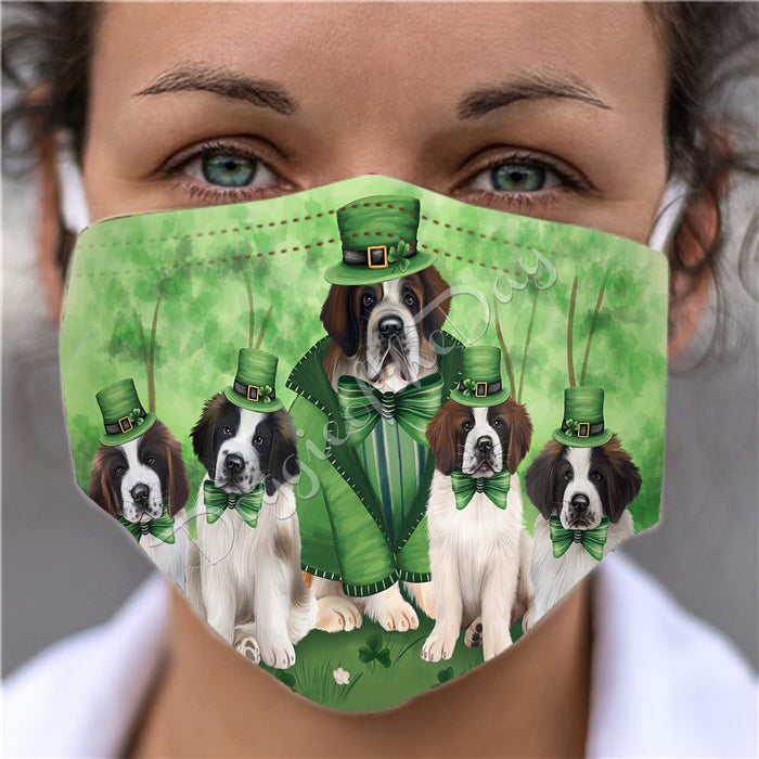 St. Patricks Day Irish Saint Bernard Dogs Face Mask FM50195