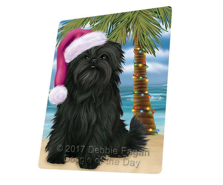 Summertime Happy Holidays Christmas Affenpinscher Dog On Tropical Island Beach Magnet Mini (3.5" x 2")