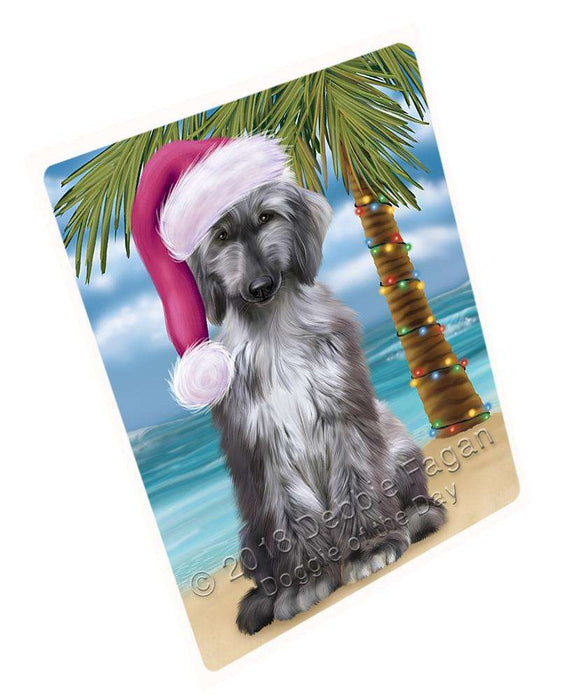 Summertime Happy Holidays Christmas Afghan Hound Dog on Tropical Island Beach Blanket BLNKT108048