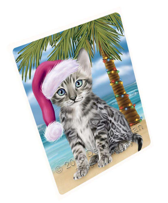 Summertime Happy Holidays Christmas Bengal Cat on Tropical Island Beach Blanket BLNKT108165