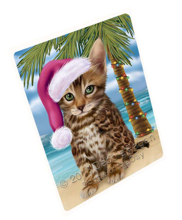 Summertime Happy Holidays Christmas Bengal Cat on Tropical Island Beach Cutting Board C68049