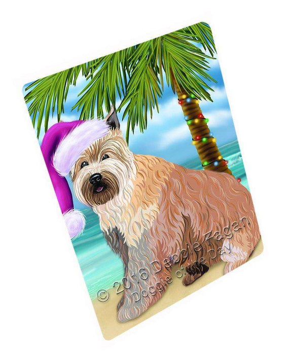 Summertime Happy Holidays Christmas Berger Picard Dog On Tropical Island Beach Magnet Mini (3.5" x 2")