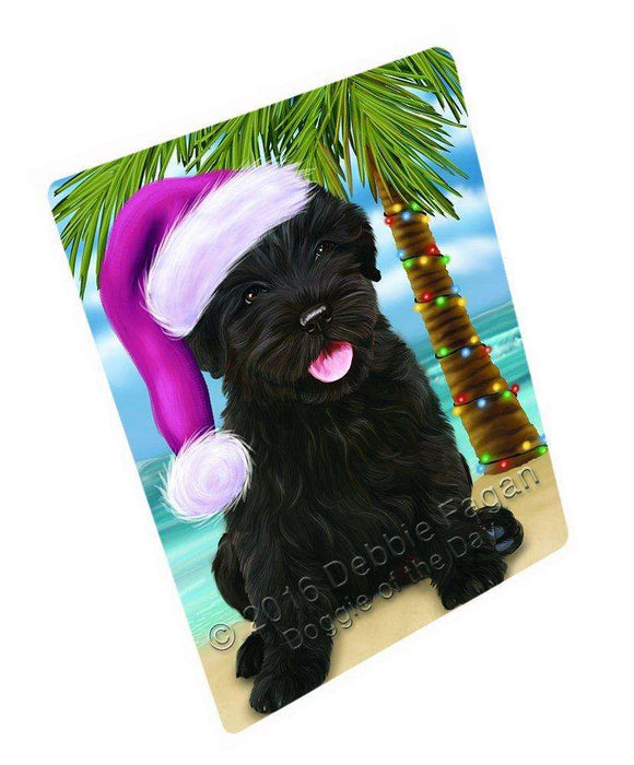 Summertime Happy Holidays Christmas Black Russian Terrier Dog On Tropical Island Beach Magnet Mini (3.5" x 2")