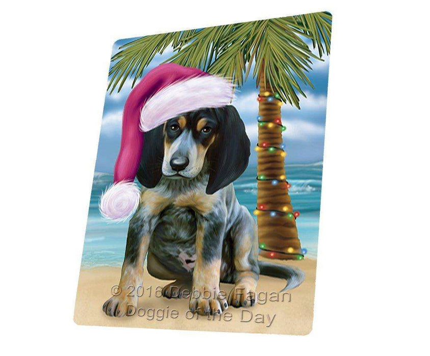 Summertime Happy Holidays Christmas Bluetick Coonhound Dog On Tropical Island Beach Magnet Mini (3.5" x 2")