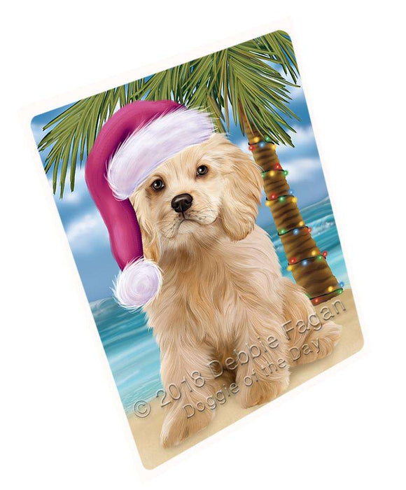 Summertime Happy Holidays Christmas Cocker Spaniel Dog on Tropical Island Beach Blanket BLNKT108309