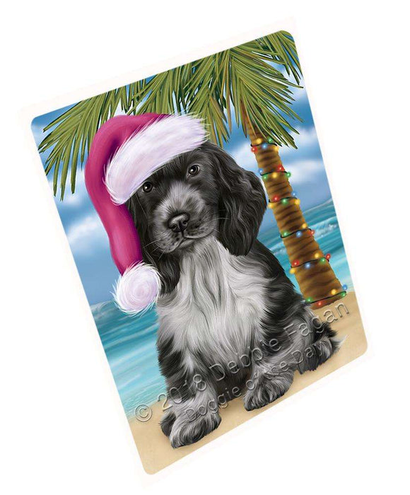 Summertime Happy Holidays Christmas Cocker Spaniel Dog on Tropical Island Beach Blanket BLNKT108327
