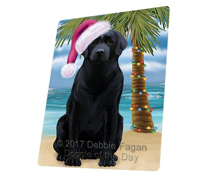 Summertime Happy Holidays Christmas Labrador Dog On Tropical Island Beach Magnet Mini (3.5" x 2") D178