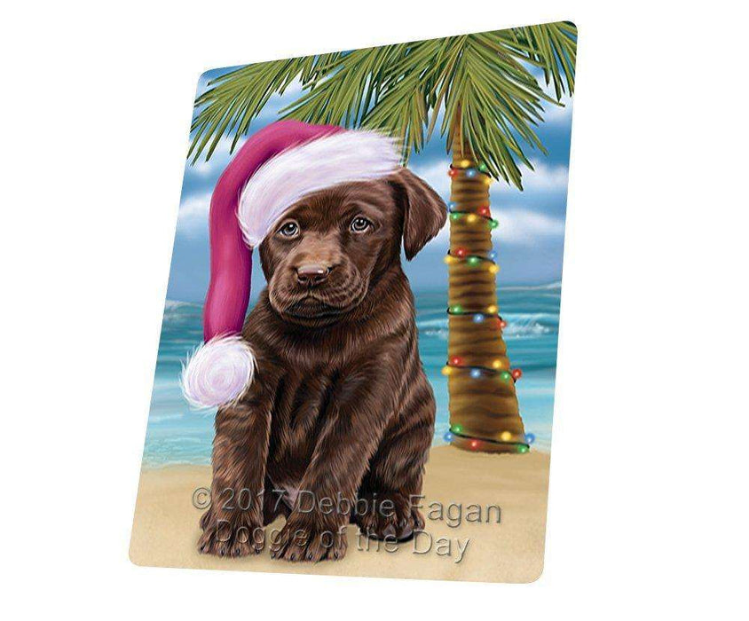 Summertime Happy Holidays Christmas Labradors Dog On Tropical Island Beach Magnet Mini (3.5" x 2")