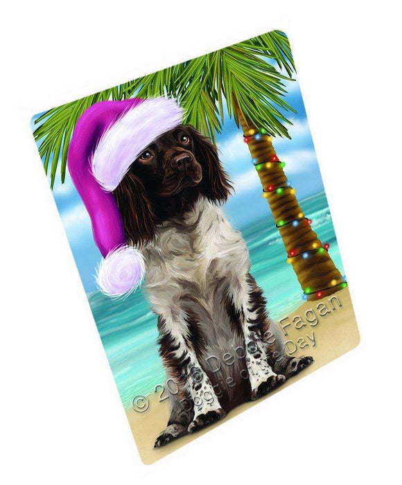 Summertime Happy Holidays Christmas Munsterlander Dog On Tropical Island Beach Magnet Mini (3.5" x 2")