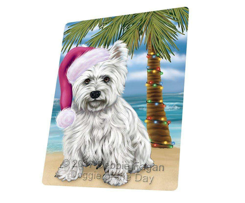 Summertime Happy Holidays Christmas West Highland Terriers Dog On Tropical Island Beach Magnet Mini (3.5" x 2")