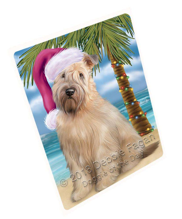 Summertime Happy Holidays Christmas Wheaten Terrier Dog on Tropical Island Beach Cutting Board C68223