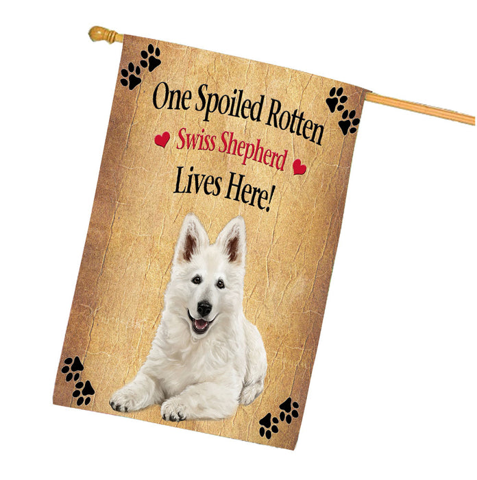 Spoiled Rotten Swiss Shepherd Dog House Flag Outdoor Decorative Double Sided Pet Portrait Weather Resistant Premium Quality Animal Printed Home Decorative Flags 100% Polyester FLG68536