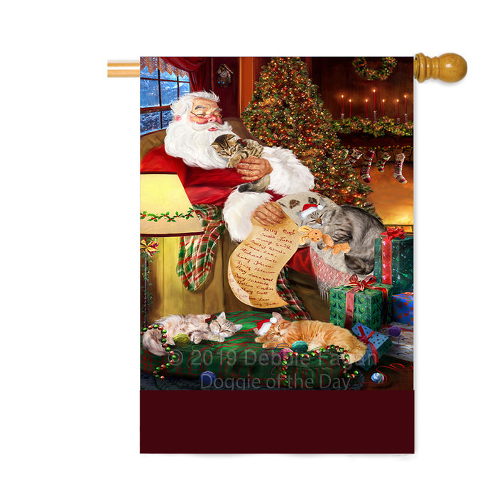 Personalized Tibetan Mastiff Dogs and Puppies Sleeping with Santa Custom House Flag FLG-DOTD-A62730