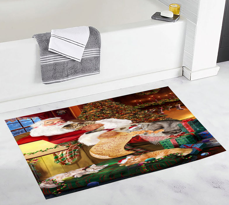 Santa Sleeping with Syberian Cat S Bath Mat