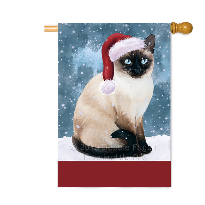 Personalized Let It Snow Happy Holidays Thai Siamese Cat Custom House Flag FLG-DOTD-A62522