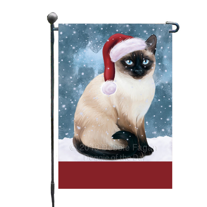 Personalized Let It Snow Happy Holidays Thai Siamese Cat Custom Garden Flags GFLG-DOTD-A62466