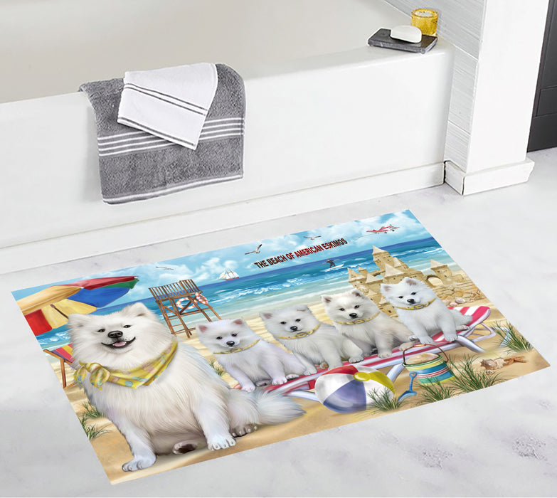 Pet Friendly Beach American Eskimo Dogs Bath Mat