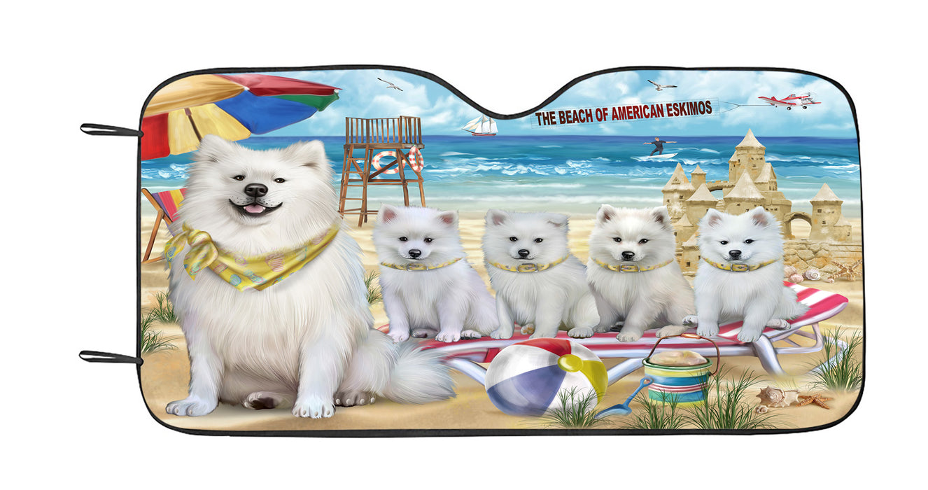 Pet Friendly Beach American Eskimo Dogs Car Sun Shade