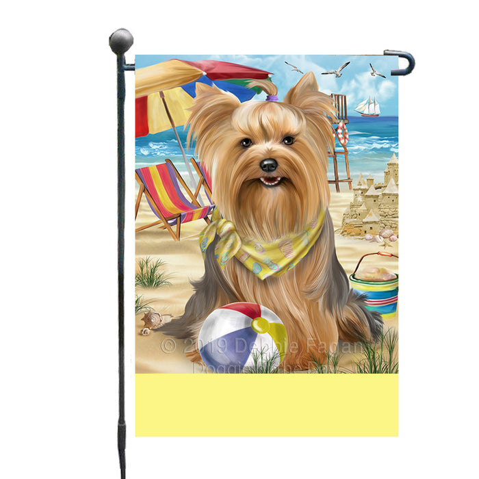 Personalized Pet Friendly Beach Yorkshire Terrier Dog Custom Garden Flags GFLG-DOTD-A58480