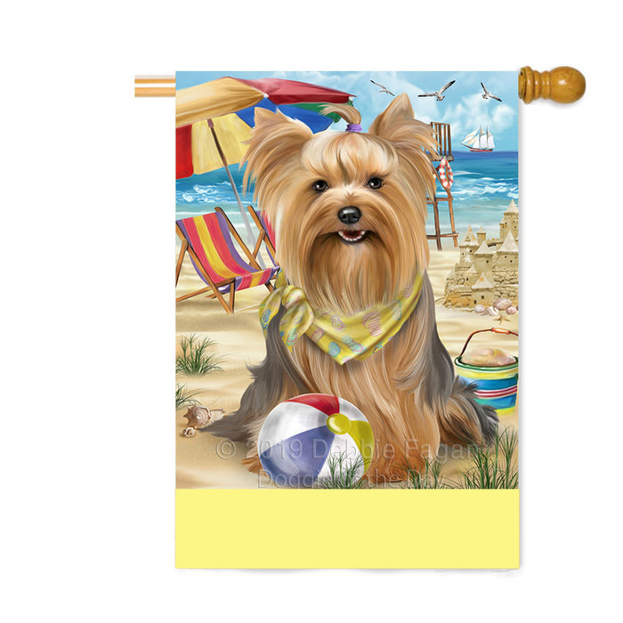 Personalized Pet Friendly Beach Yorkshire Terrier Dog Custom House Flag FLG-DOTD-A58536
