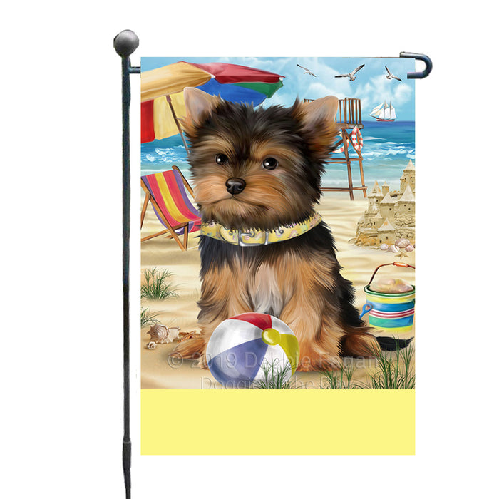 Personalized Pet Friendly Beach Yorkshire Terrier Dog Custom Garden Flags GFLG-DOTD-A58481