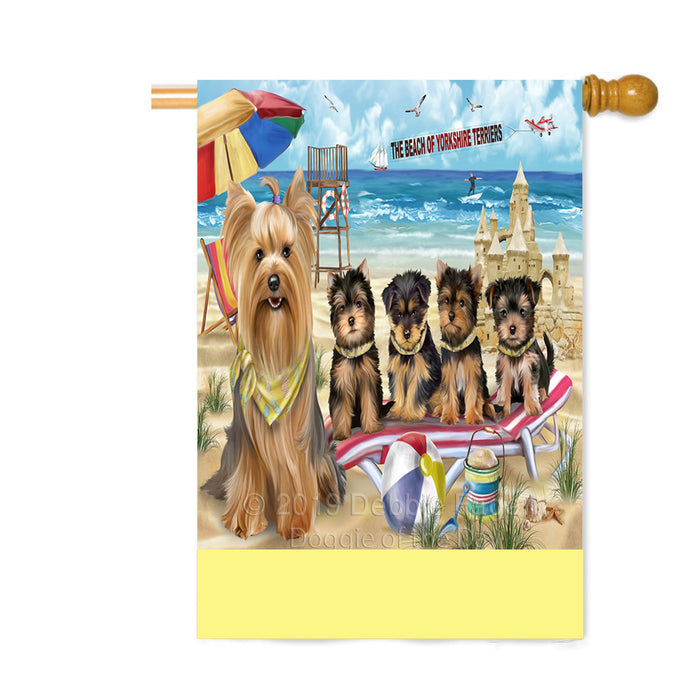 Personalized Pet Friendly Beach Yorkshire Terrier Dogs Custom House Flag FLG-DOTD-A58538