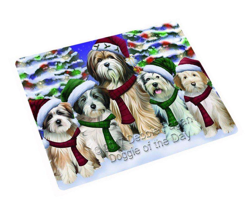 Tibetan Terrier Dog Christmas Family Portrait In Holiday Scenic Background Magnet Mini (3.5" x 2") D010