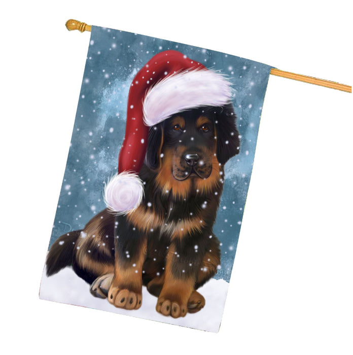 Christmas Let it Snow Tibetan Mastiff Dog House Flag Outdoor Decorative Double Sided Pet Portrait Weather Resistant Premium Quality Animal Printed Home Decorative Flags 100% Polyester FLG67923