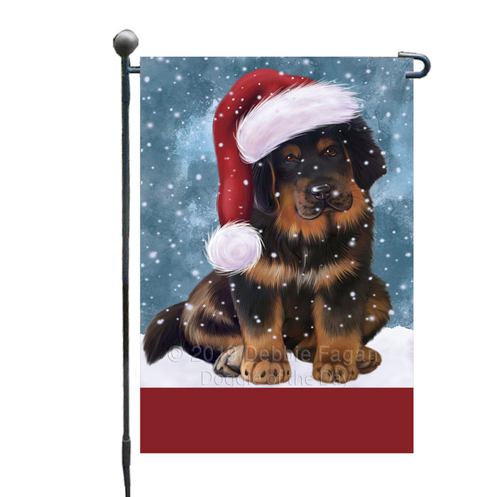 Personalized Let It Snow Happy Holidays Tibetan Mastiff Dog Custom Garden Flags GFLG-DOTD-A62467