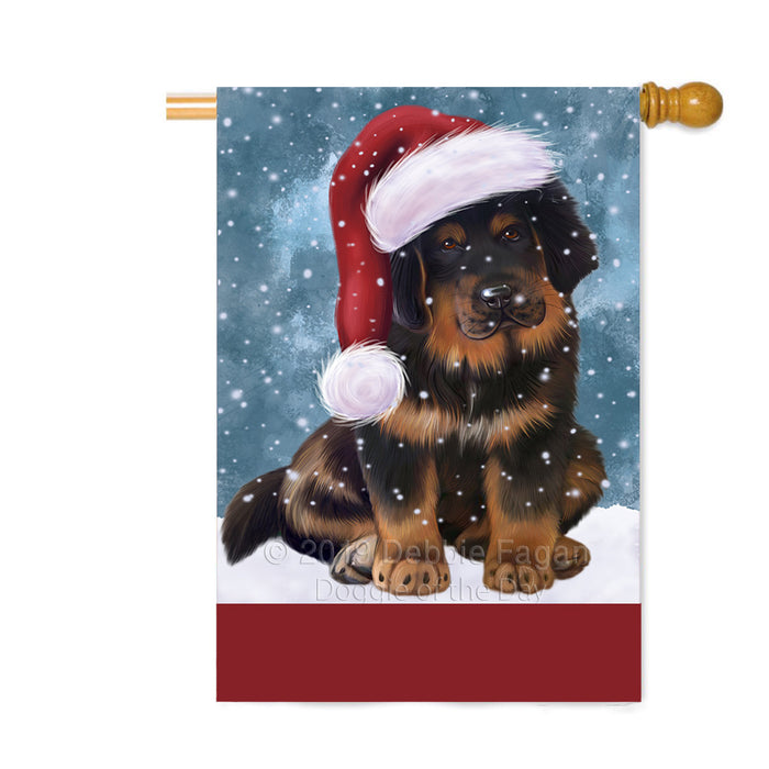 Personalized Let It Snow Happy Holidays Tibetan Mastiff Dog Custom House Flag FLG-DOTD-A62523