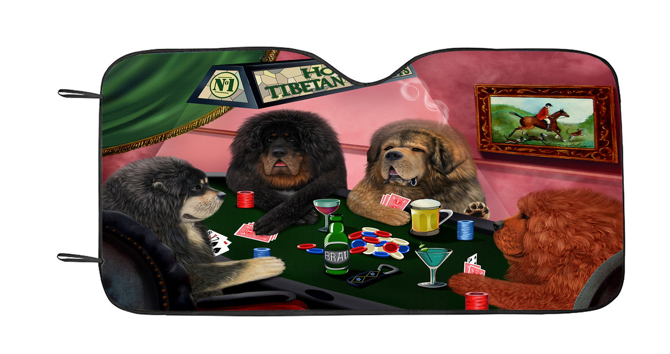 Home of  Tibetan Mastiff Dogs Playing Poker Car Sun Shade