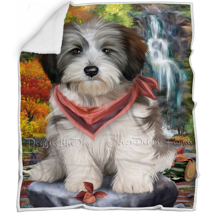 Scenic Waterfall Tibetan Terrier Dog Blanket BLNKT61338