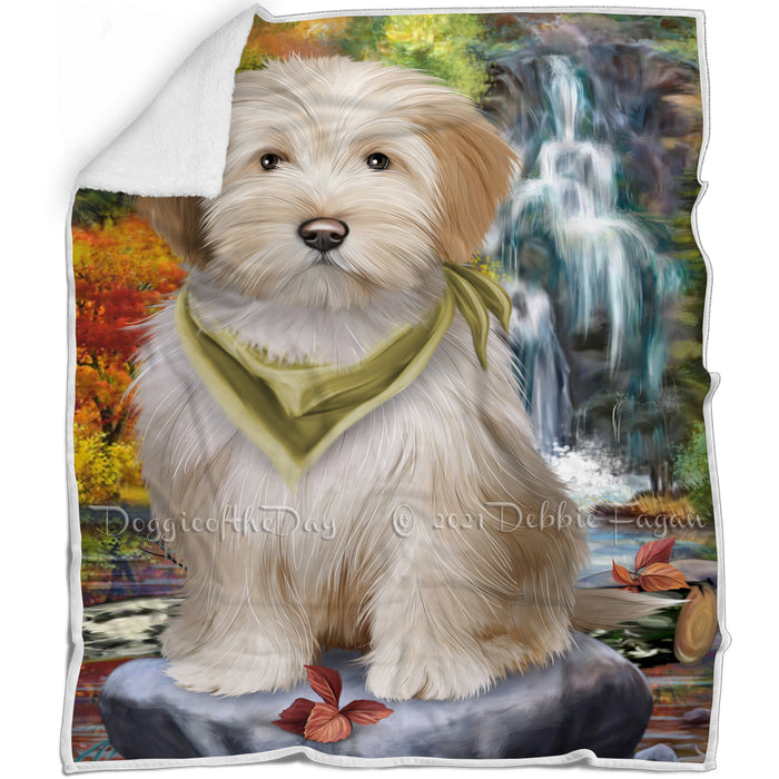 Scenic Waterfall Tibetan Terrier Dog Blanket BLNKT61365