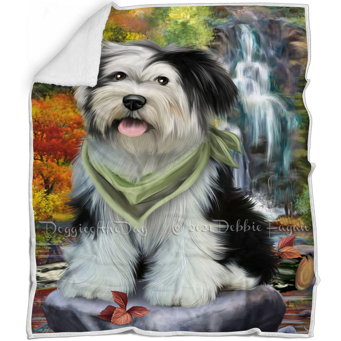Scenic Waterfall Tibetan Terrier Dog Blanket BLNKT61347