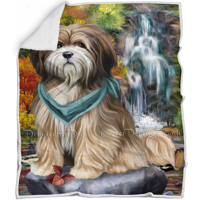 Scenic Waterfall Tibetan Terrier Dog Blanket BLNKT61356