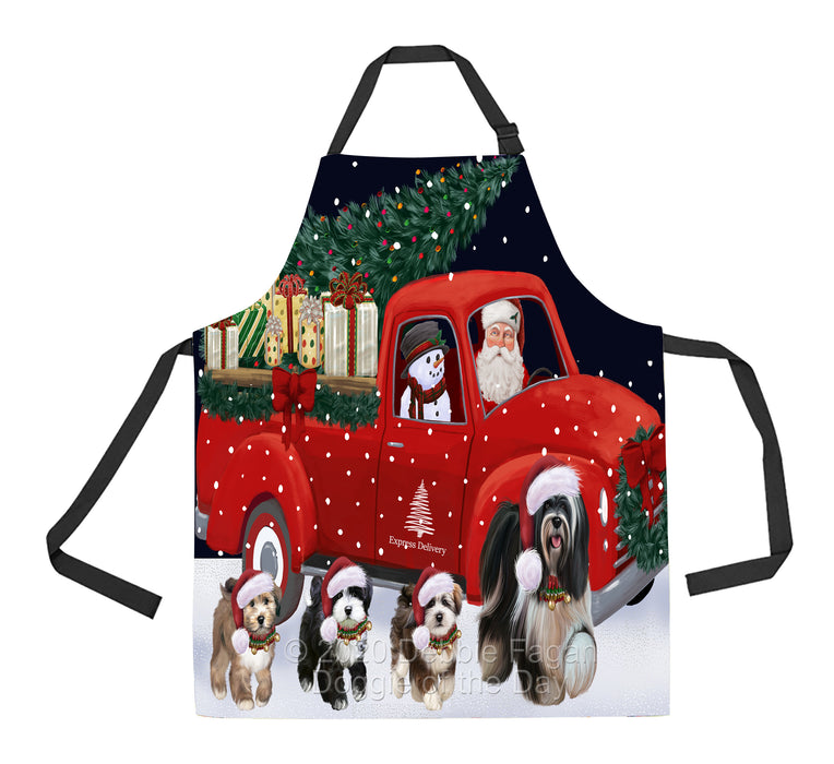 Christmas Express Delivery Red Truck Running Tibetan Terrier Dogs Apron Apron-48161