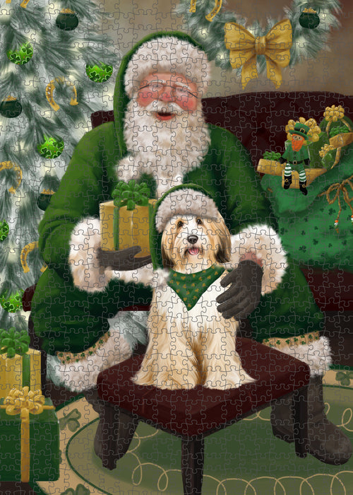 Christmas Irish Santa with Gift and Tibetan Terrier Dog Puzzle with Photo Tin PUZL100600