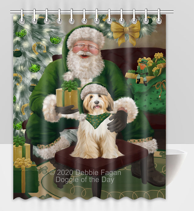 Christmas Irish Santa with Gift and Tibetan Terrier Dog Shower Curtain Bathroom Accessories Decor Bath Tub Screens SC185