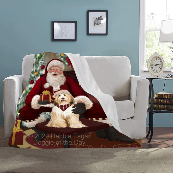 Santa's Christmas Surprise Tibetan Terrier Dog Blanket BLNKT142453