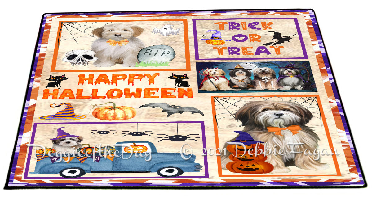 Happy Halloween Trick or Treat Tibetan Terrier Dogs Indoor/Outdoor Welcome Floormat - Premium Quality Washable Anti-Slip Doormat Rug FLMS58237