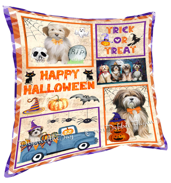 Happy Halloween Trick or Treat Tibetan Terrier Dogs Pillow with Top Quality High-Resolution Images - Ultra Soft Pet Pillows for Sleeping - Reversible & Comfort - Ideal Gift for Dog Lover - Cushion for Sofa Couch Bed - 100% Polyester