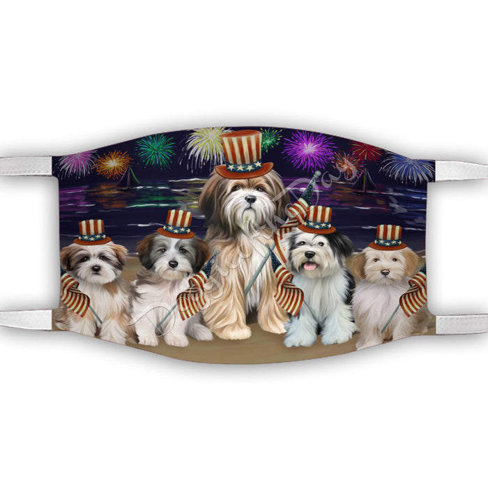 4th of July Independence Day Tibetan Terrier Dogs Face Mask FM49449