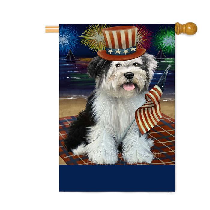 Personalized 4th of July Firework Tibetan Terrier Dog Custom House Flag FLG-DOTD-A58186