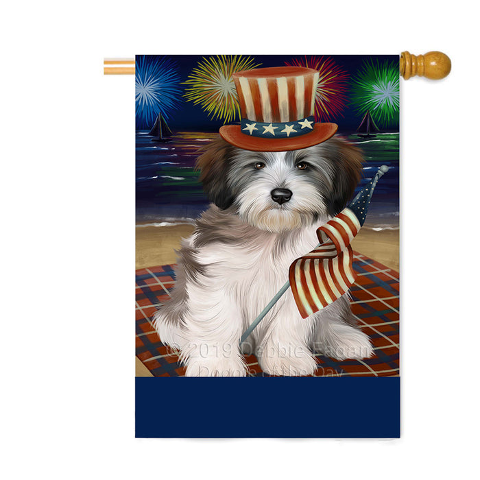 Personalized 4th of July Firework Tibetan Terrier Dog Custom House Flag FLG-DOTD-A58187