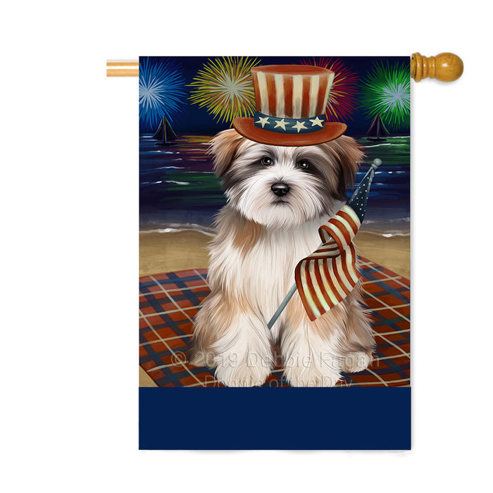 Personalized 4th of July Firework Tibetan Terrier Dog Custom House Flag FLG-DOTD-A58188
