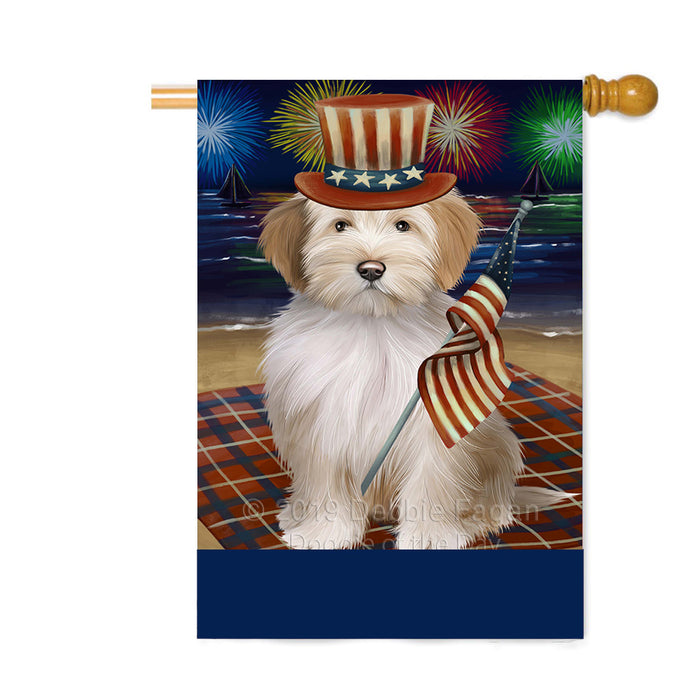 Personalized 4th of July Firework Tibetan Terrier Dog Custom House Flag FLG-DOTD-A58189
